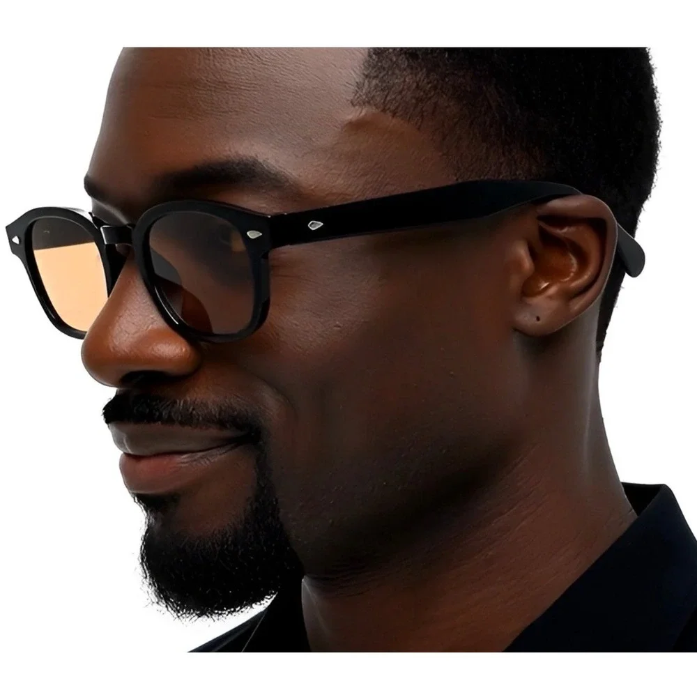 Mens‎ Black Frame  Style Sunglasses Redish  Tinted Lenses Sophisticated Shades